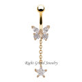 Clear Zircon Body Piercings Gold Butterfly Sexy Navel Belly Rings